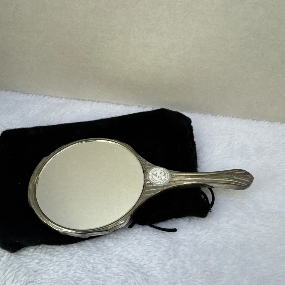 Vintage Godinger Silver Small Pocket Mirror‎ In Box With Bag